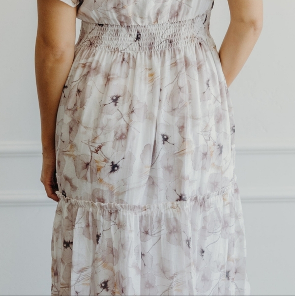 MikaRose Floral Maxi Dress Cream and Purple - Picture 10 of 17